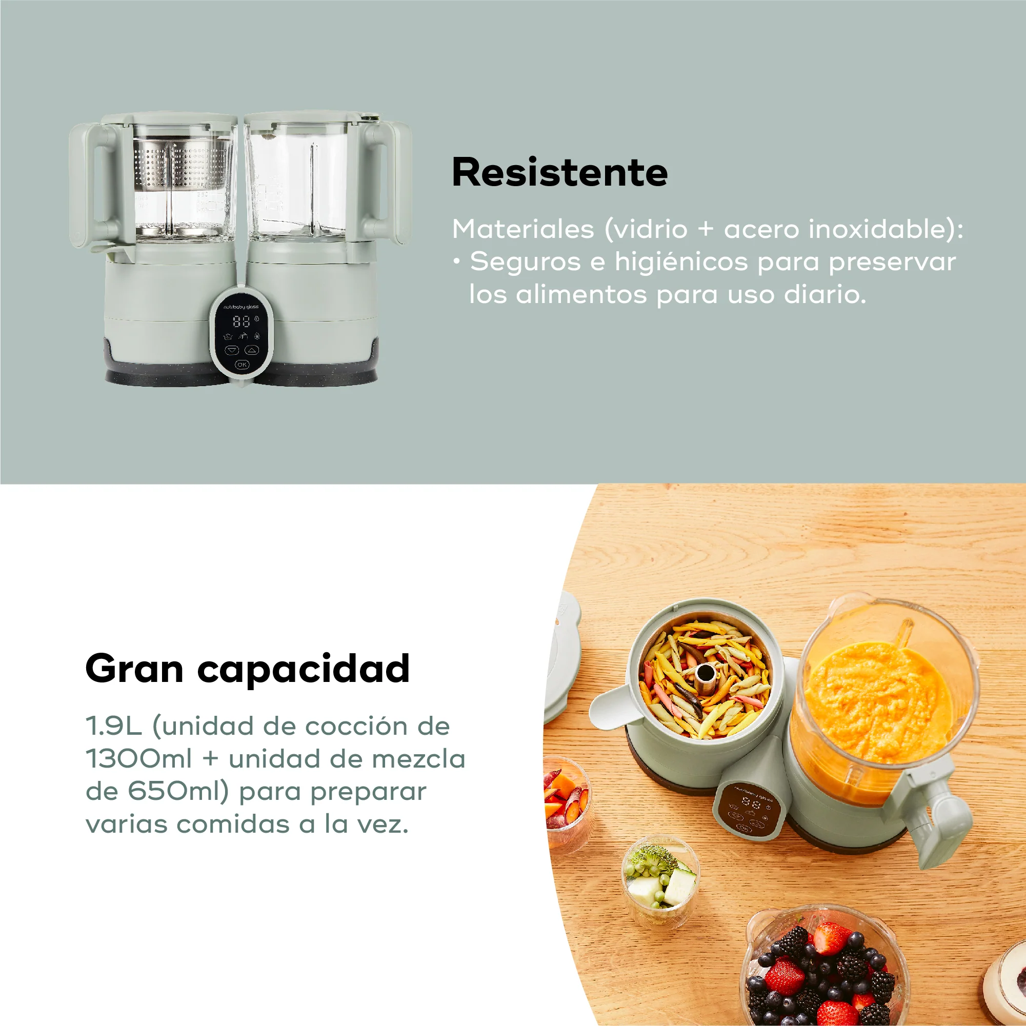 Robot de Cocina Multifunción de Vidrio para Bebés Nutribaby Glass - Imagen 7