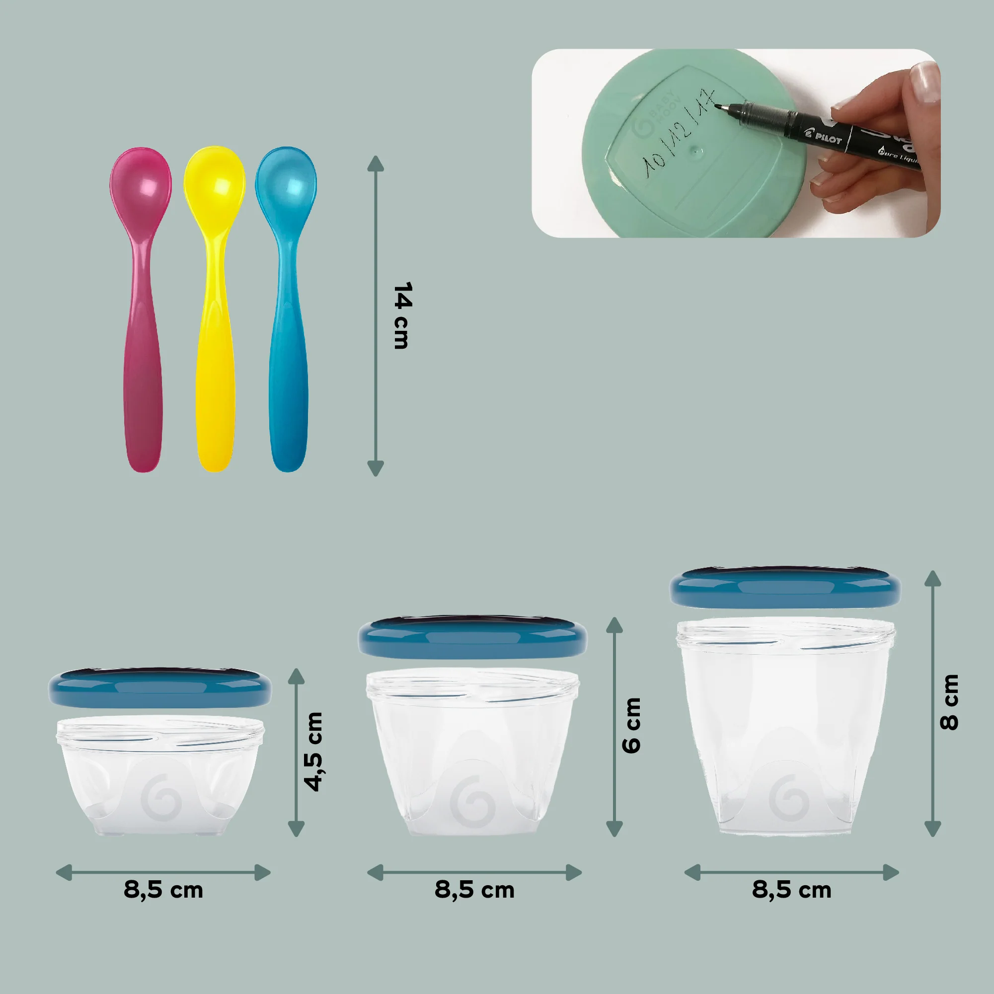 Pack de recipientes para alimentos Babybols + cucharas - Imagen 6
