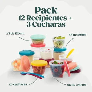 Pack de recipientes para alimentos Babybols + cucharas