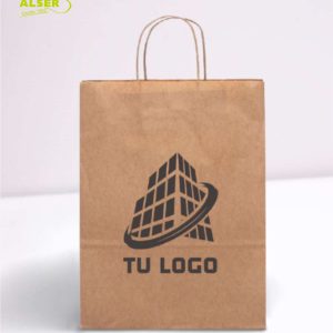 Bolsa de papel kraft con logo pequeña