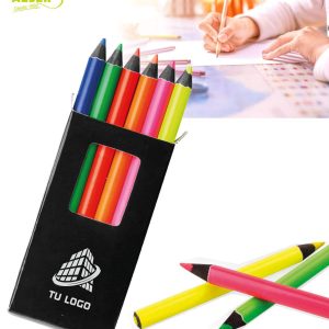 Caja seis lapices fluorescentes personalizada