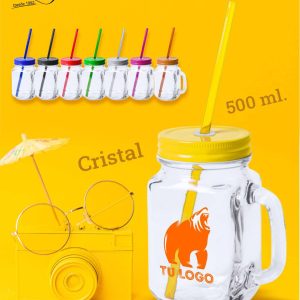 Jarra con tapa y pajita