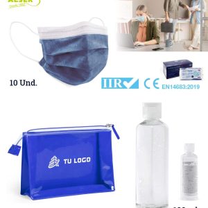Kit corporativo mascarillas y gel hidroalcoholico