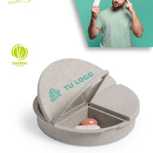 Pastillero de bambú tres compartimentos